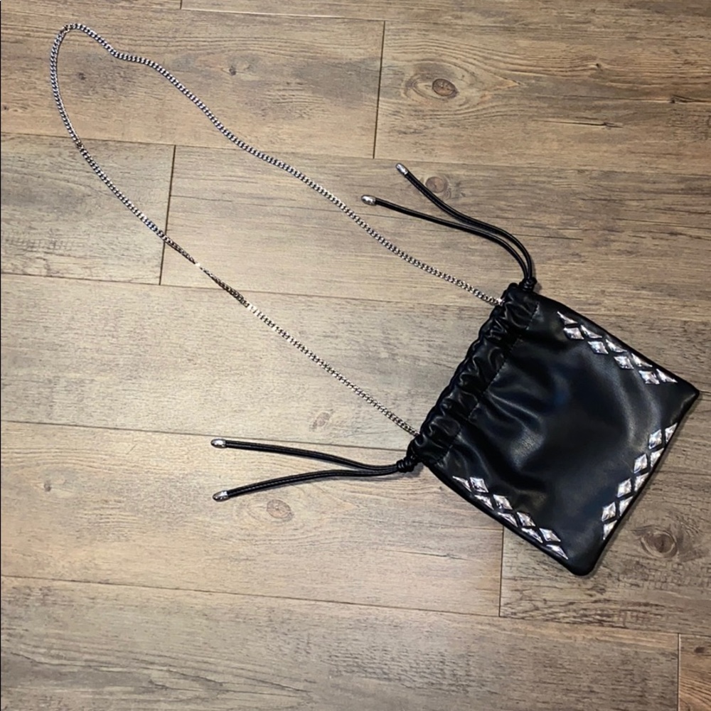Black and Silver crossbody with chain strap